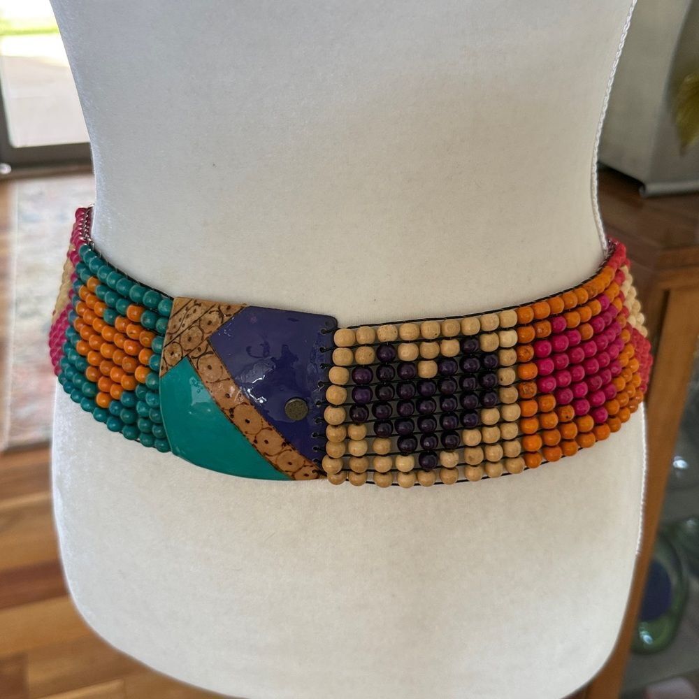 Vintage colorful beaded stretchy belt